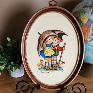 Vintage Hummel Crewel Embroidery Art Framed